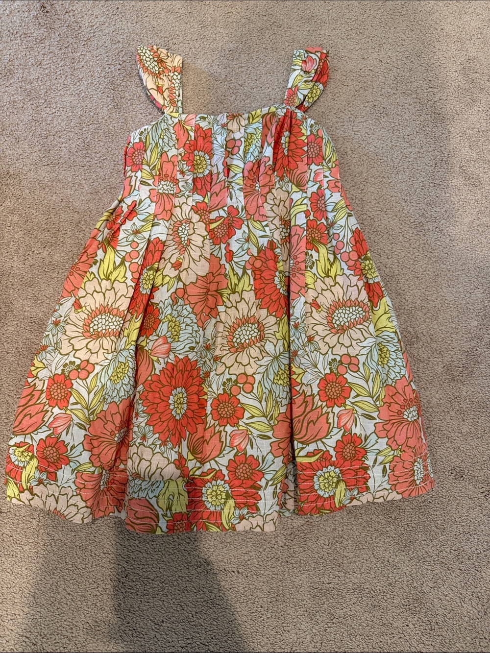 Sincerly Jules Coral, Cream and Green Floral Sundress